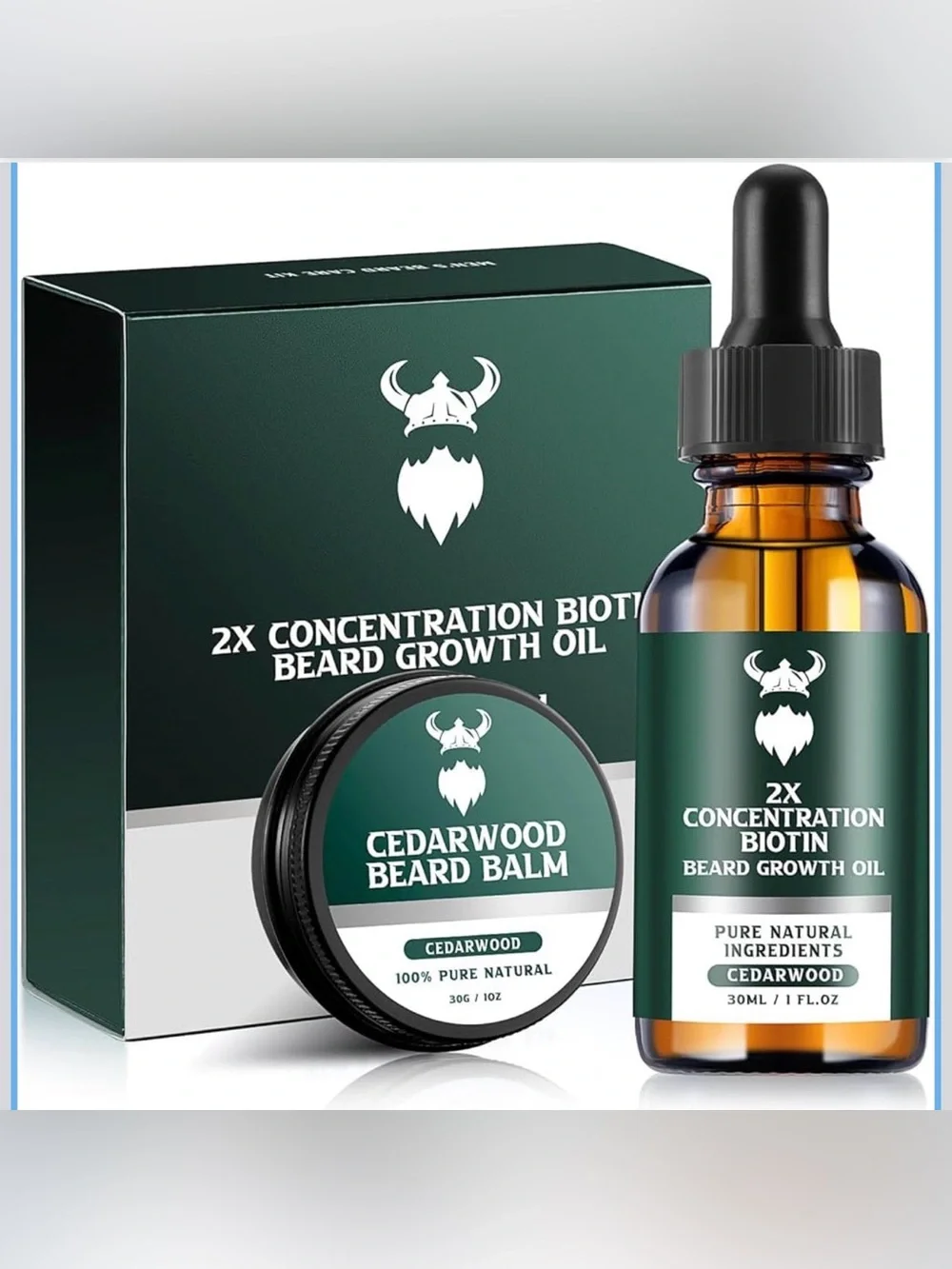 Cedarwood Beard Balm & 2X Biotin Beard Growth Oil - Natural Beard Care Set